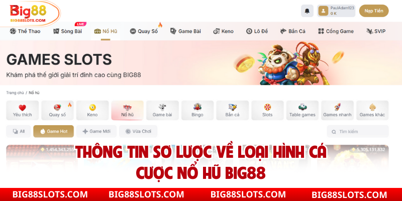 Thông tin sơ lược về loại hình cá cược nổ hũ Big88