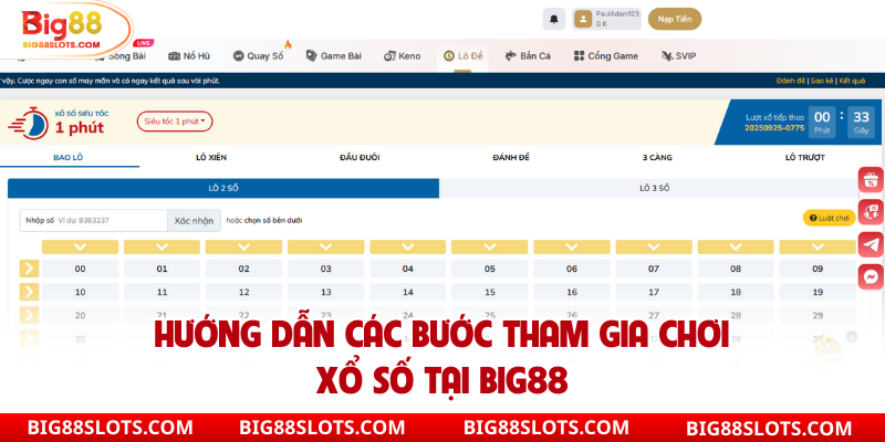 Hướng dẫn các bước tham gia chơi xổ số tại Big88