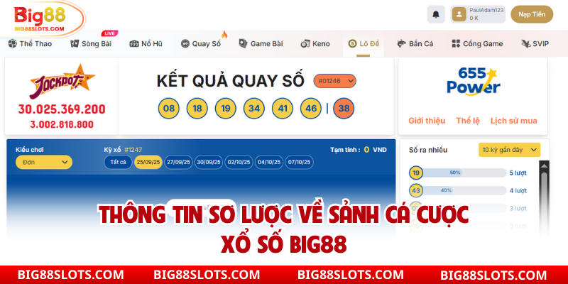 Thông tin sơ lược về sảnh cá cược xổ số Big88